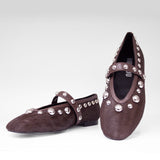 Baleriny Bibi Lou – brązowe, skórzane, hiszpańskie - widok z przodu.