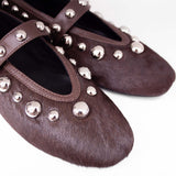 Baleriny Bibi Lou – brązowe, skórzane, hiszpańskie - widok zbliżenie.