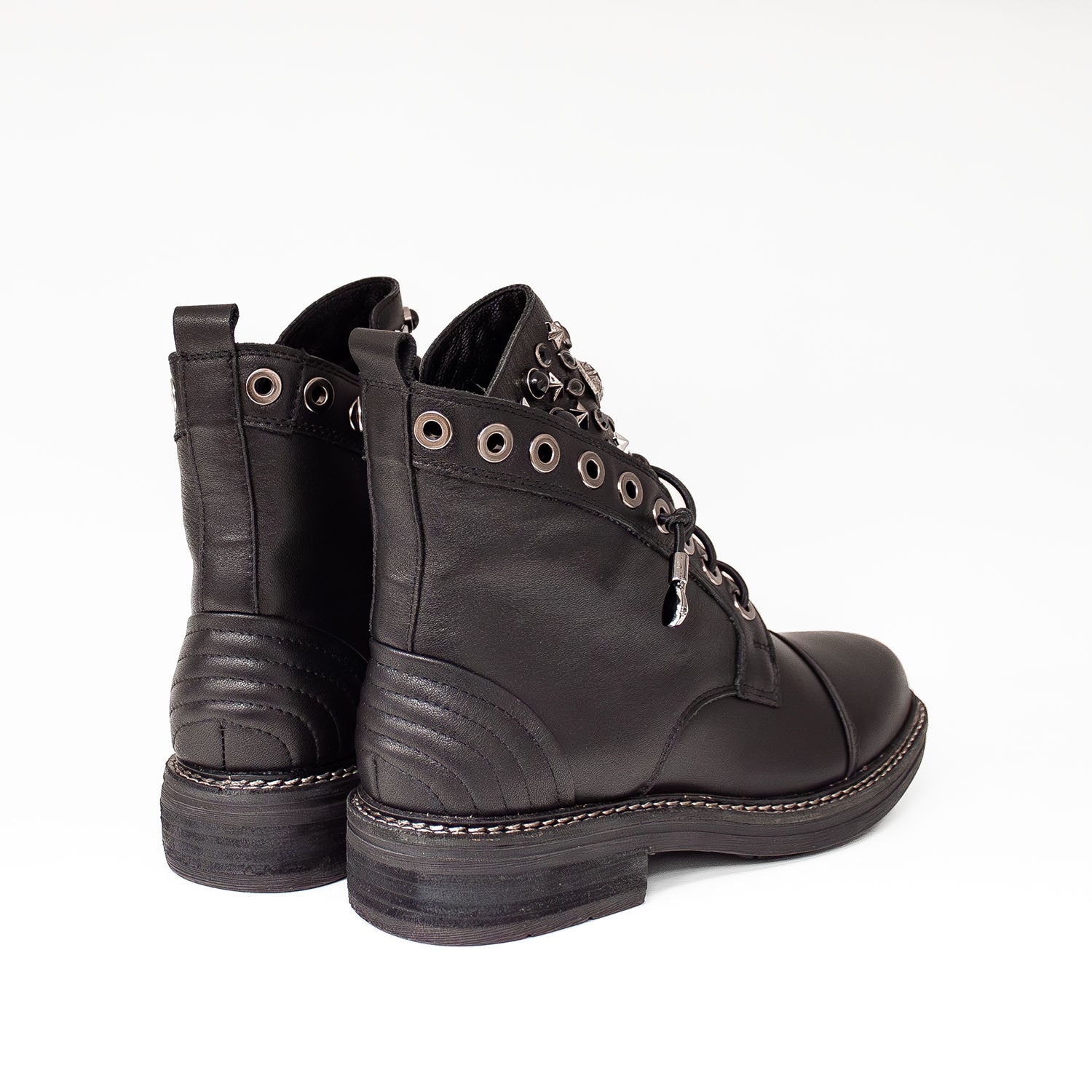 Botki Alma En Pena – hiszpańskie, ocieplane, z dżetami, ze skóry naturalnej - widok z tyłu.