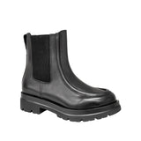 Włoskie Botki Igi&Co – czarne, skórzane, na platformie - widok pod kątem.