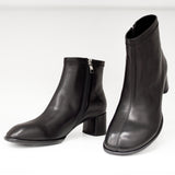 Botki Tuffoni – czarne, skóra naturalna, na obcasie - widok z przodu.