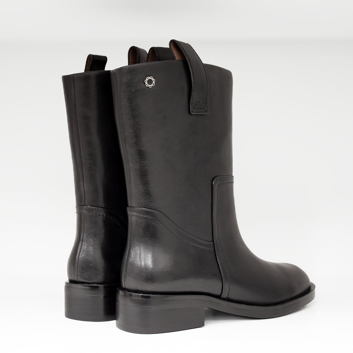 Botki Tuffoni – czarne, skórzane, motocyklowe z naturalnej skóry najwyższej jakości - widok z tyłu.