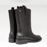 Botki Tuffoni – czarne, skórzane, motocyklowe z naturalnej skóry najwyższej jakości - widok z tyłu.