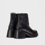 Botki Wonders – czarne, skóra naturalna, na obcasie, widok z tyłu.