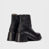 Botki Wonders – czarne, skóra naturalna, na obcasie, widok z tyłu.