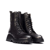 Botki Wonders – skórzane, czarne, trapery