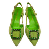 Czółenka Alma En Pena widok z góry na białym tle – wygodna zielona wkłądka i mieniące się cyrkonie.