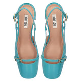 Czółenka Bibi Lou w turkusowym kolorze, widok od góry. Eleganckie linie i wygodna wyściółka skórzana.