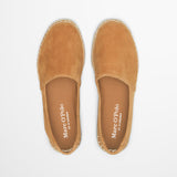 Espadryle Marc O’Polo skórzane zamszowe bez pięty – widok z góry, pokazujący wnętrze i logo na wkładce.