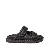 Miękkie i wygodne Klapki Bibi Lou – czarne, na platformie, hiszpańskie, widok z boku.