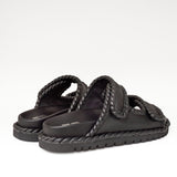 Miękkie i wygodne Klapki Bibi Lou – czarne, na platformie, hiszpańskie, widok z tyłu.