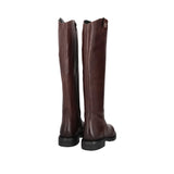 Włoskie kozaki Tosca Blu – brązowe, skórzane, z najwyższej jakości skóry naturalnej - widok z tyłu.