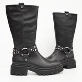 Kozaki Tosca Blu – czarne, skórzane, z napami