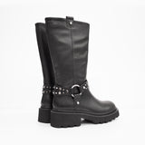 Kozaki Tosca Blu – czarne, skórzane, z napami