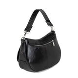 Listonoszka Ripani – czarna, skórzana, z nitami - widok pod kątem.