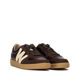 NUBIA, brązowe skórzane sneakersy Wonders typu tampki, z naturalnej skóry oraz zamszu - widok pod kątem.