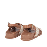 Sandały Tosca Blu – skórzane, z paskami, włoskie – tylna część z regulowanym paskiem na sprzączkę i miękka platforma w odcieniu ciepłego brązu.