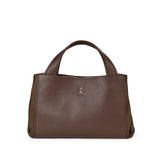 Brązowa shopperka włoskiej marki Plinio Visona – skórzana, włoska,, z naturalnej skóry licowej - widok z przodu.