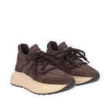 Sneakersy Tosca Blu – brązowe, zamszowe, włoskie na platformie - widok pod kątem.