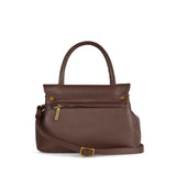 Torebka włoskiej marki Plinio Visona – brązowa, włoska, kuferek - widok z tyłu.