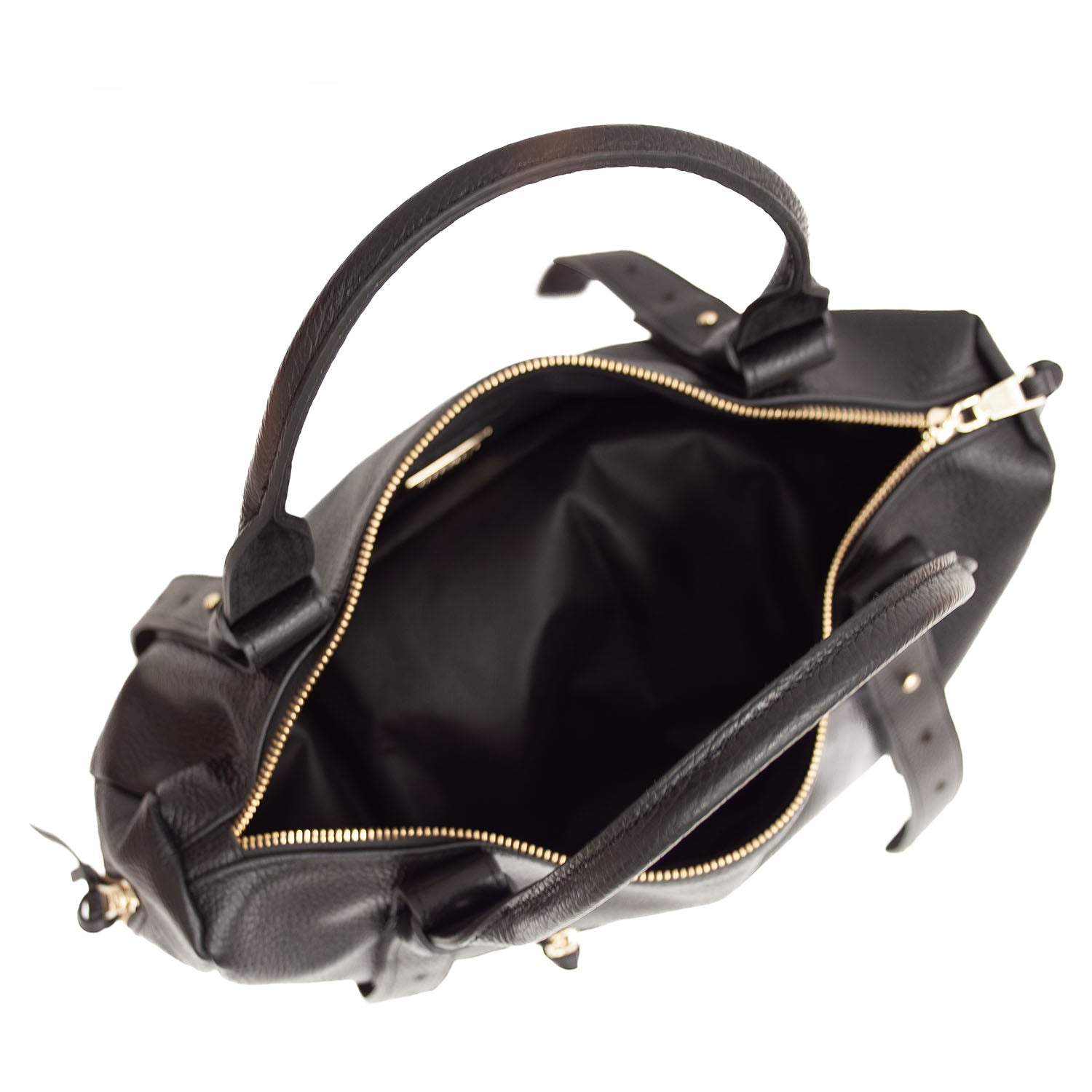 Torebka Ripani – czarna, włoska, hobo - widok z góry.