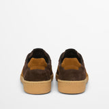 Trampki Marc O’Polo – brązowe, zamszowe, casual z naturalnej skóry, tenisówki sportowe, widok od tyłu.