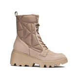 Beżowe botki Wonders SILVER na platformie z nubukowej skóry, widok z boku.