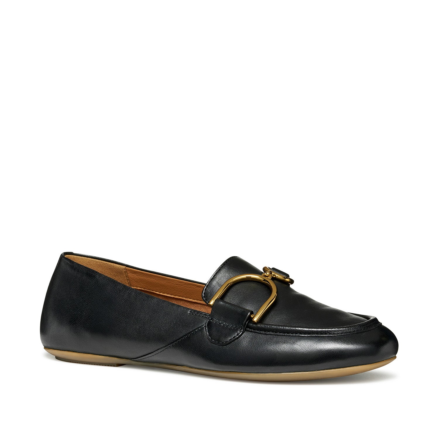 Czarne mokasyny GEOX Palmaria – widok pod kątem, elegancki design.