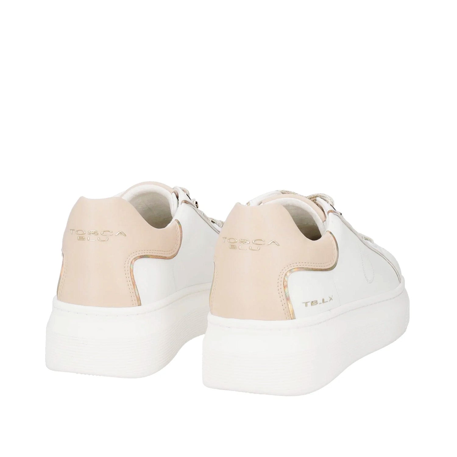 Białe sneakersy Tosca Blu z kontrastowymi detalami, widok z tyłu.