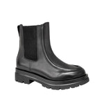 Włoskie Botki Igi&Co – czarne, skórzane, na platformie - widok pod kątem.