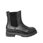 Włoskie Botki Igi&Co – czarne, skórzane, na platformie - widok z boku.