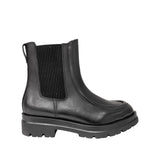 Włoskie Botki Igi&Co – czarne, skórzane, na platformie - widok z boku.