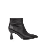 Botki włoskiej marki Tuffoni – na obcasie kieliszkowym, czarne, skóra naturalna - widok z boku.