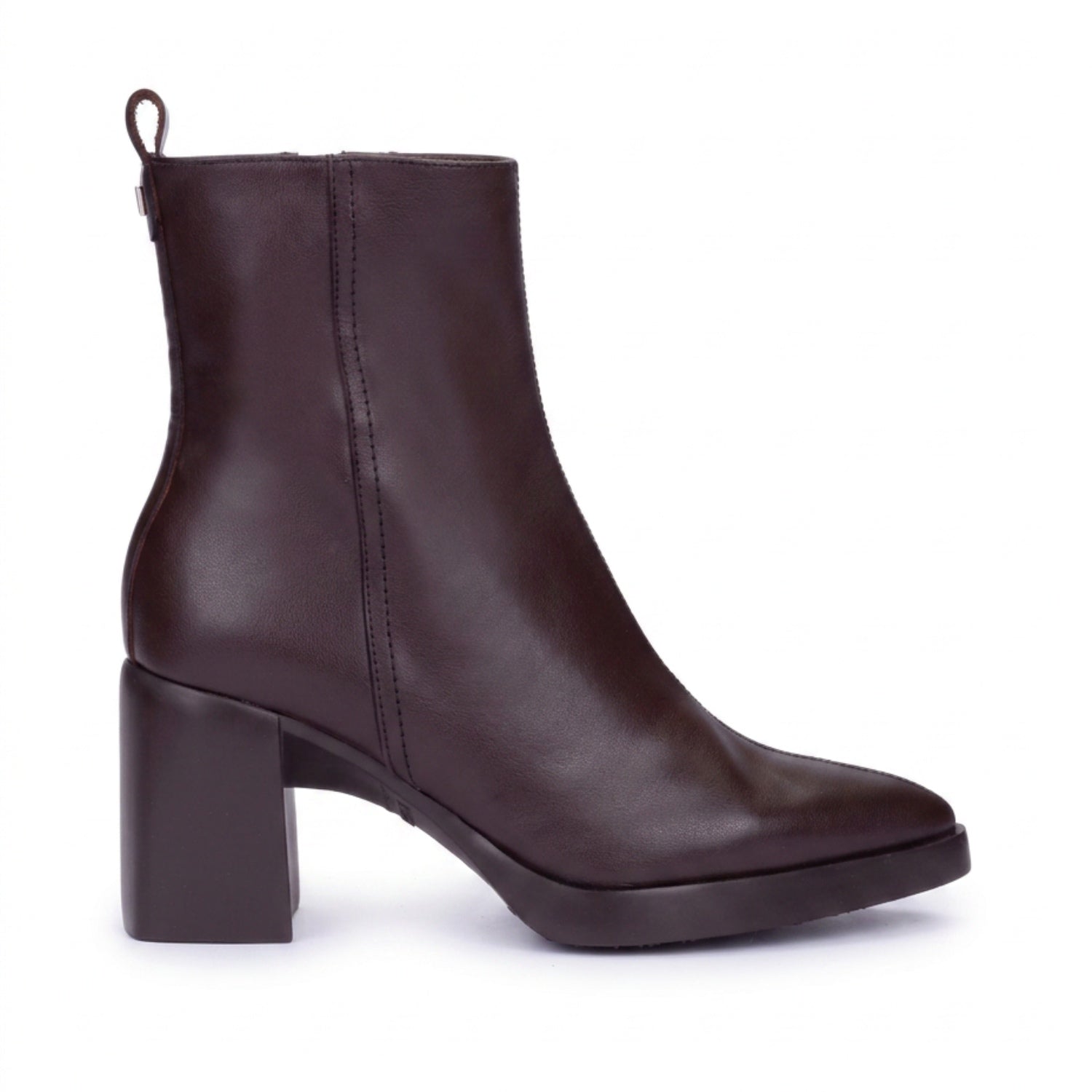 Botki Wonders – skórzane, brązowe, eleganckie - widok z boku