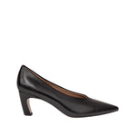 Czółenka włoskiej marki Tuffoni – czarne, skórzane, eleganckie - widok z boku.