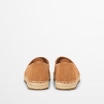 Espadryle Marc O’Polo zamszowe skóra naturalna – widok z tyłu, pokazujący haftowane logo na pięcie.