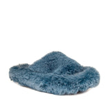 Kapcie Macarena – niebieskie, z futerkiem, klapki