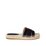 Hiszpańskie Klapki Bibi Lou w stylu espadryli, zamszowe, z naturalnej plecionki - widok z boku.