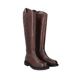 Włoskie kozaki Tosca Blu – brązowe, skórzane, z najwyższej jakości skóry naturalnej - widok pod kątem.