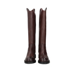 Włoskie kozaki Tosca Blu – brązowe, skórzane, z najwyższej jakości skóry naturalnej - widok z przodu.