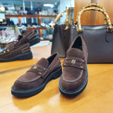 Loafersy Bibi Lou – brązowe, skórzane, zamszowe