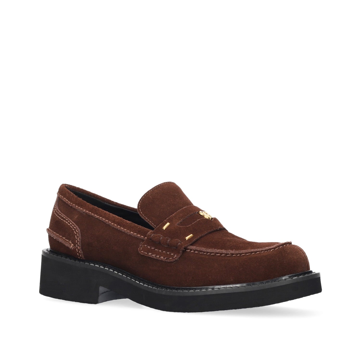 Loafersy hiszpańskiej marki Bibi Lou – brązowe, skórzane, zamszowe - widok pod kątem.