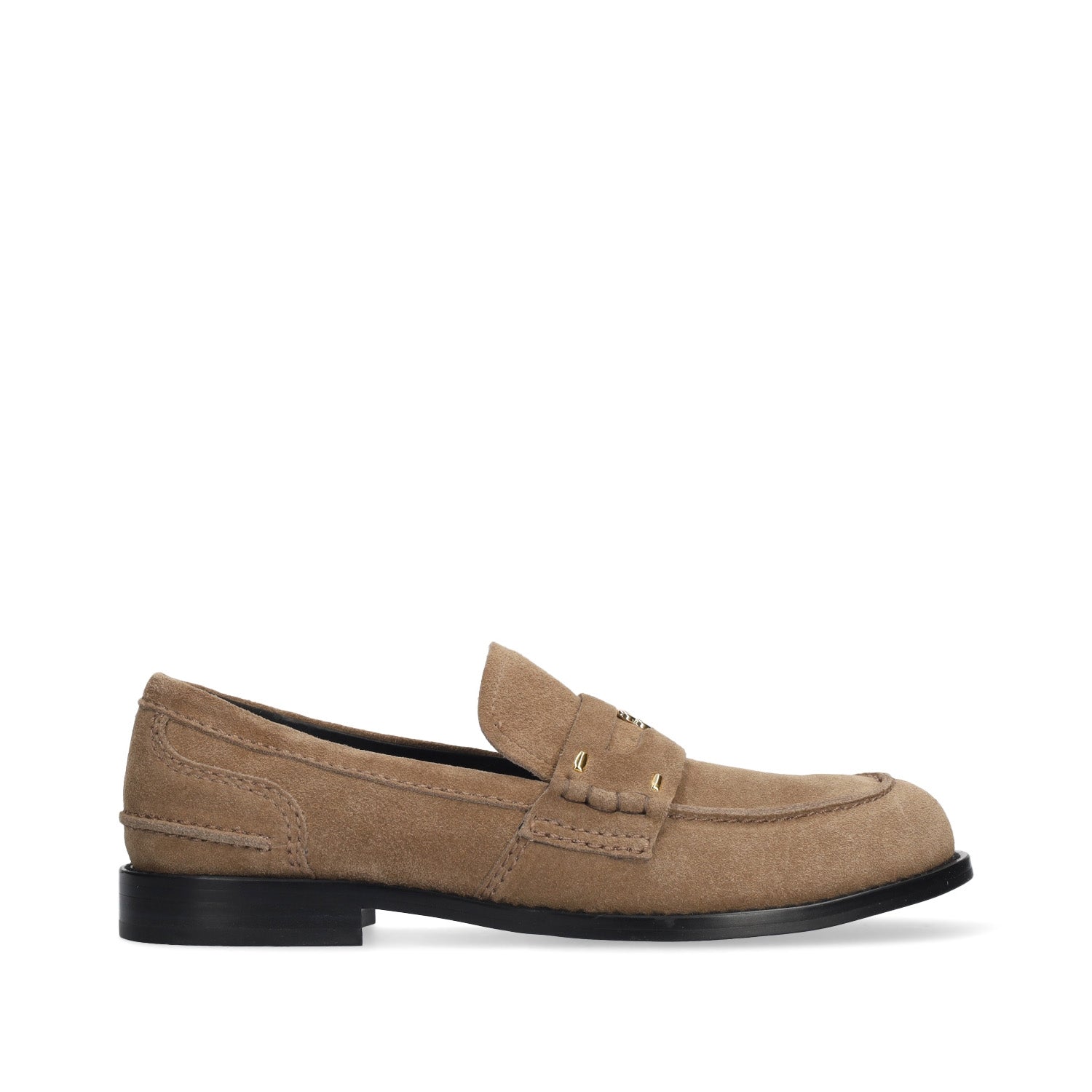 Loafersy hiszpańśkiej marki Bibi Lou – taupe, skórzane, zamszowe - widok z boku.