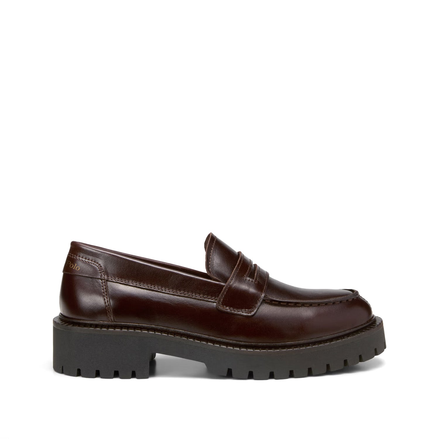 Mokasyny typu loafersy Marc O’Polo –  ciemnobrązowe, skórzane z najwyższej jakości skóry naturalnej, widok z boku.