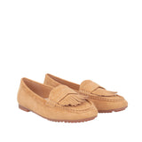 Mokasyny Tosca Blu – brązowe, zamszowe, z frędzlami