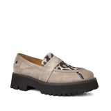 Mokasyny Tuffoni – zamszowe, animal print, włoskie - widok pod kątem.