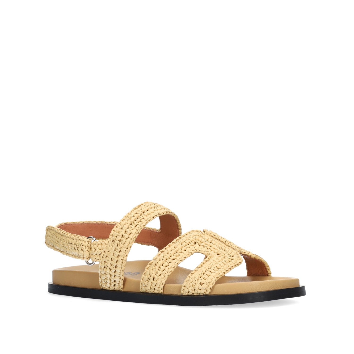 Sandały Bibi Lou – beżowe, skórzane, plecione, widok pod kątem
