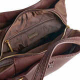 Brązowa shopperka włoskiej marki Plinio Visona – skórzana, włoska,, z naturalnej skóry licowej - widok wnętrza.