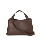 Brązowa shopperka włoskiej marki Plinio Visona – skórzana, włoska,, z naturalnej skóry licowej - widok z tyłu.