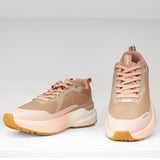 Ultrallekki i stylowe sneakersy na platformie włoskiej marki EXTR4 – beżowe, sportowe, GORE-TEX - widok z przodu.
